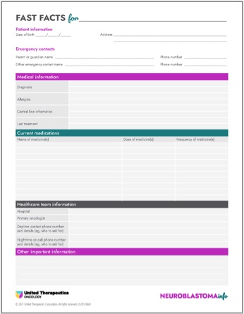 Keep your child’s important medical information on hand for their neuroblastoma care team